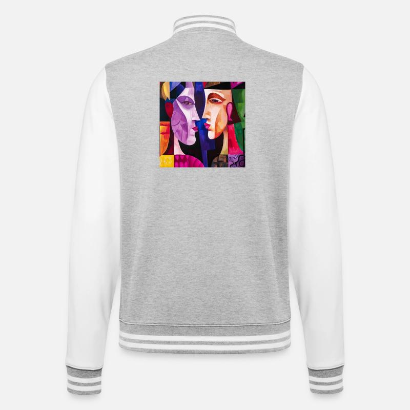 Bunte Paar Abstrakte Porträts - College-Sweatjacke - Grau meliert/Weiß