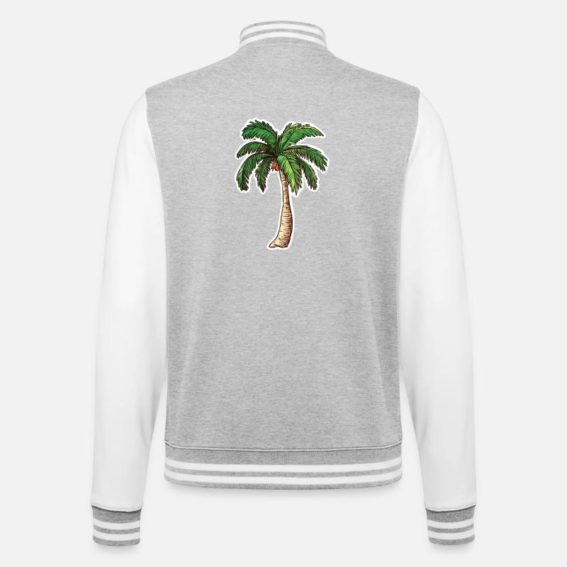 Palme - College-Sweatjacke - Grau meliert/Weiß