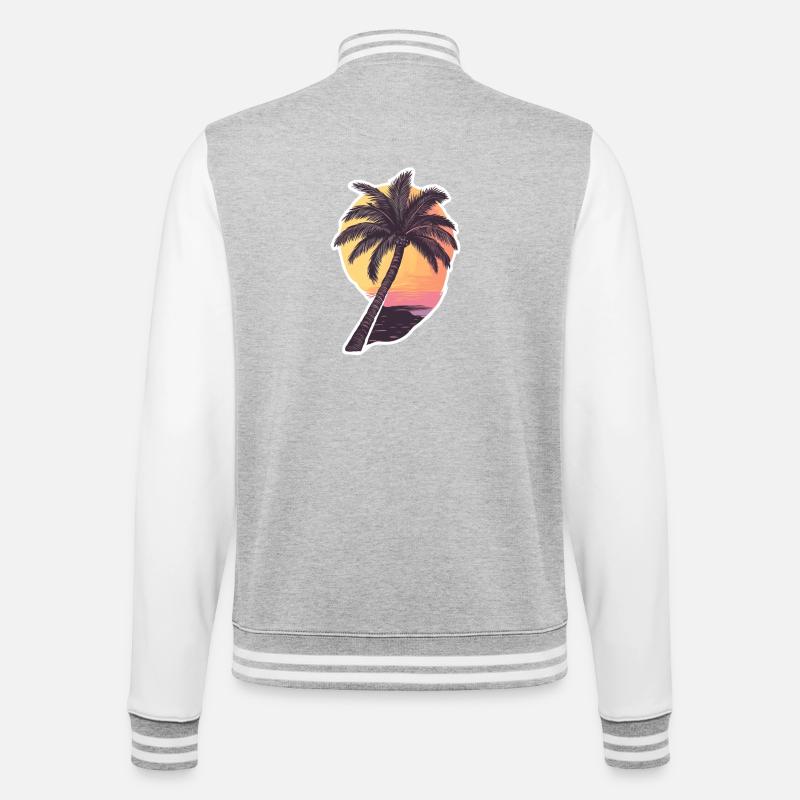 Palme - College-Sweatjacke - Grau meliert/Weiß
