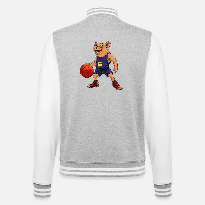 Cochon basketteur basketteur - Veste Teddy - gris chiné / blanc