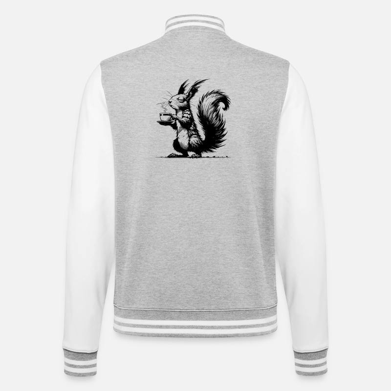 Small Squirrel, Big Cup Squirrel Caffeine - College Sweat Jacket - heather grey/white
