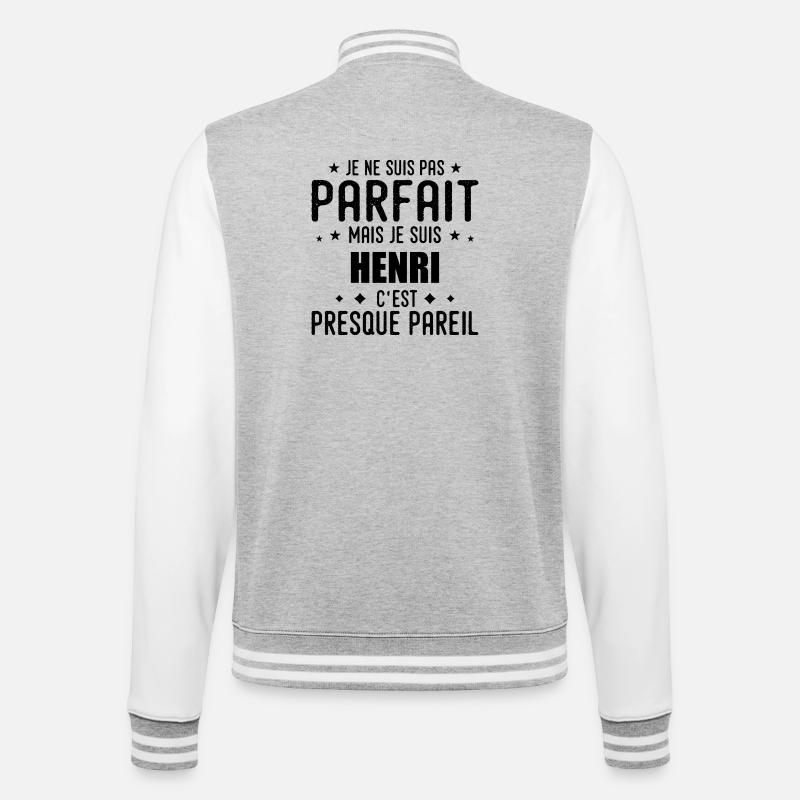 Henri : authentique, imparfait, top, perfection - Veste Teddy - gris chiné / blanc