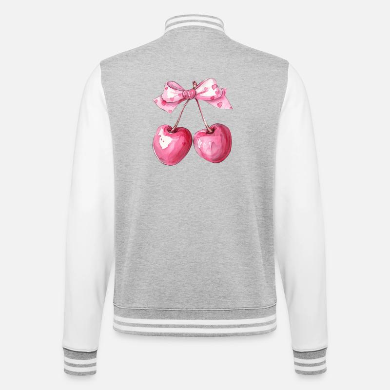 Chemise Coquette Cherry Heart Bow - Veste Teddy - gris chiné / blanc