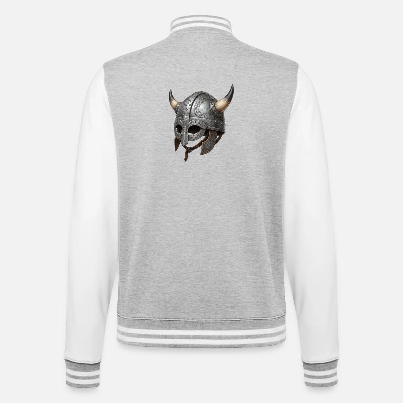 Vikingehjelm med runemotiv - College sweatjakke - grå meleret/hvid