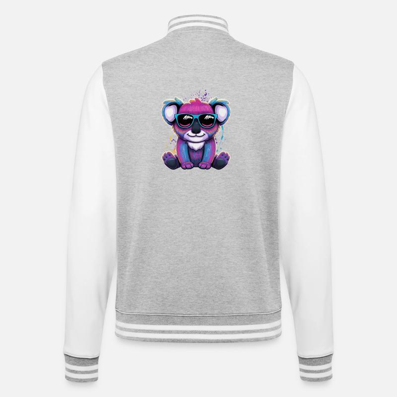 Australia Bamboo Eater Marsupial Koala - College Sweat Jacket - heather grey/white