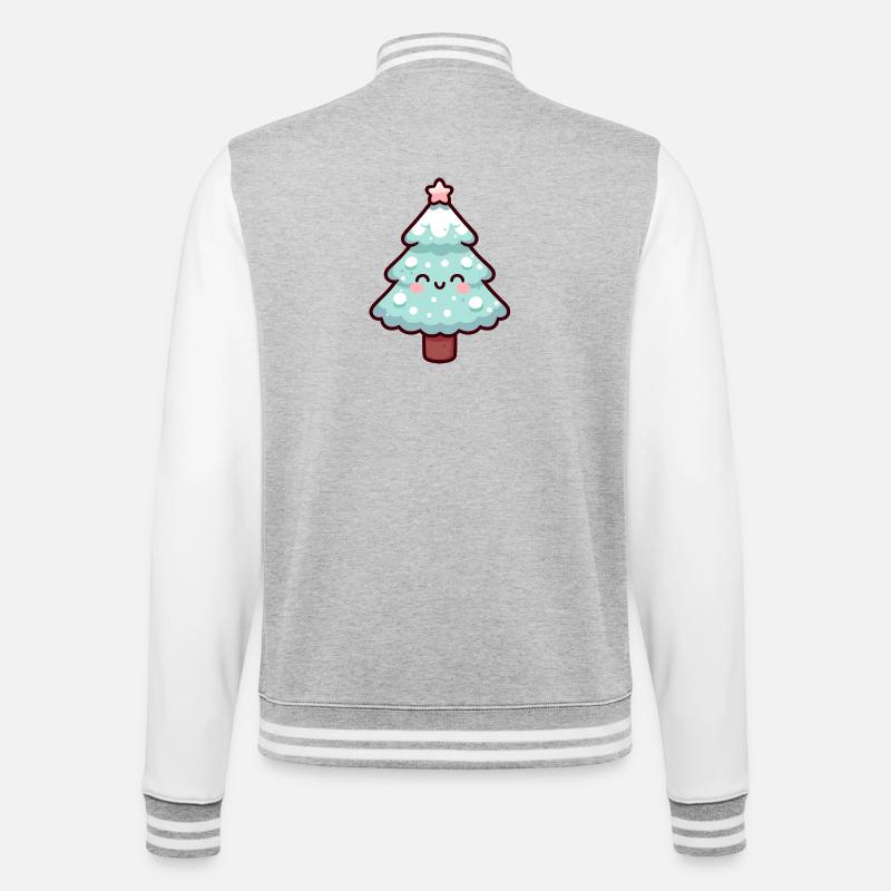 Conception d’arbre de Noël enneigé kawaii - Veste Teddy - gris chiné / blanc