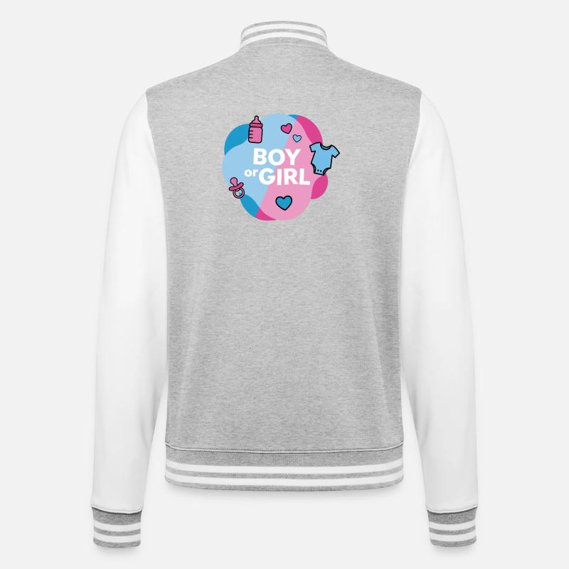Geschlecht enthüllen Junge oder Mädchen - College-Sweatjacke - Grau meliert/Weiß