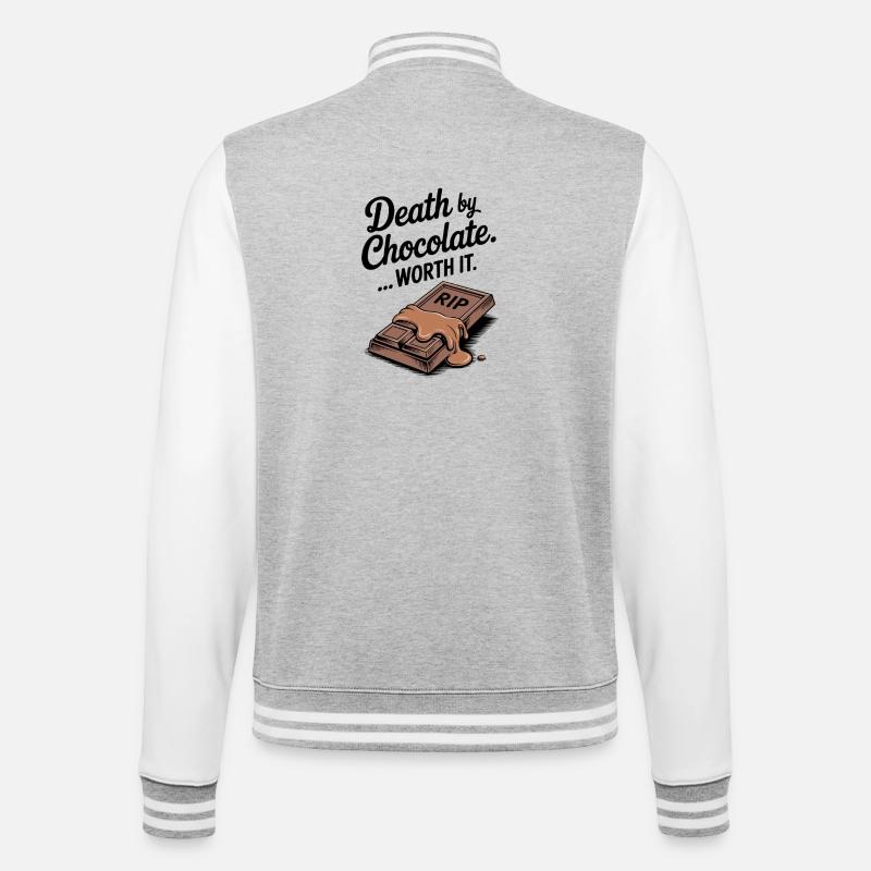 Tod durch Schokolade... Es lohnt sich - College-Sweatjacke - Grau meliert/Weiß