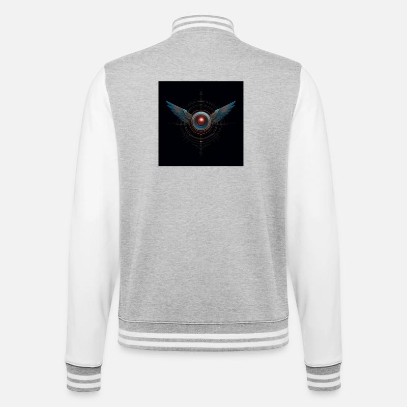 Futuristic Winged Emblem – Techno Vision - College Sweat Jacket - heather grey/white