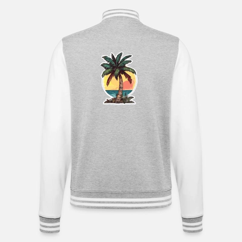 Palm tree - College Sweat Jacket - heather grey/white