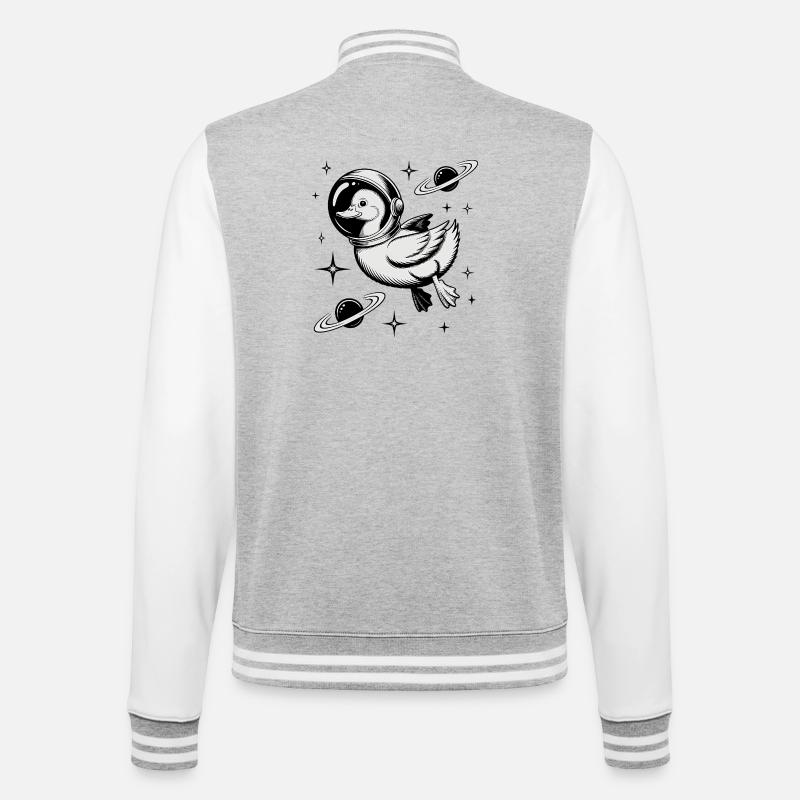 Goose in Space - Cool Astonomy Logo - College-Sweatjacke - Grau meliert/Weiß