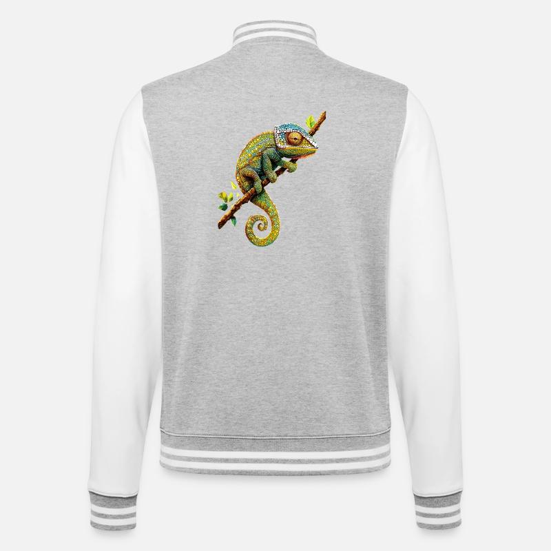 Chameleon Lizard Reptile Chameleon Iguana Lizard - College Sweat Jacket - heather grey/white