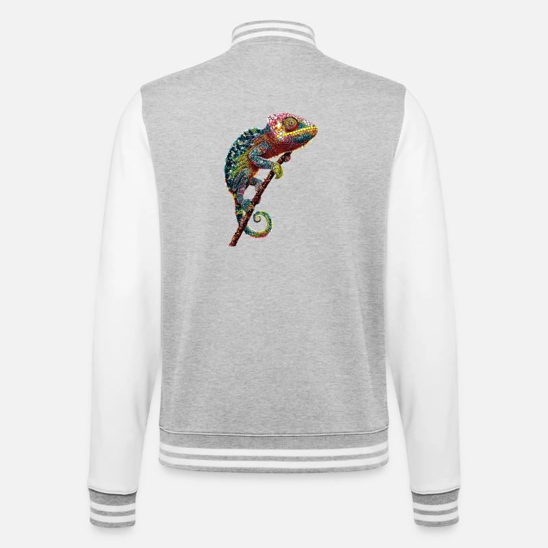Chameleon Lizard Reptile Chameleon Iguana Lizard - College Sweat Jacket - heather grey/white