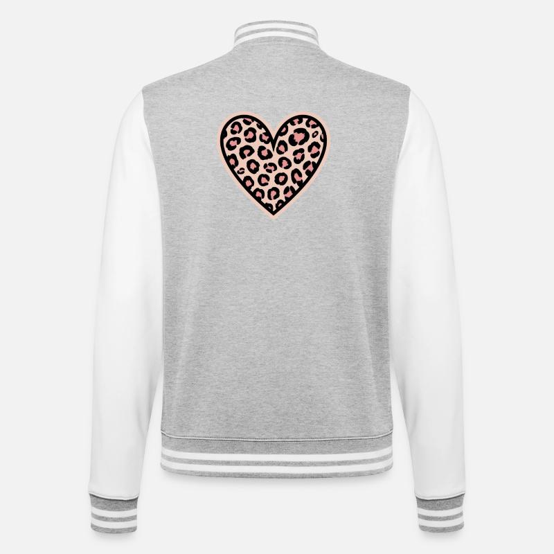 Leopard heart pattern - College Sweat Jacket - heather grey/white