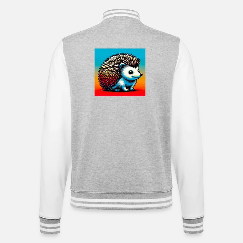 hérisson - Veste Teddy - gris chiné / blanc