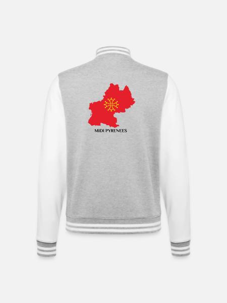 Map of the Midi-Pyrénées - College Sweat Jacket - heather grey/white