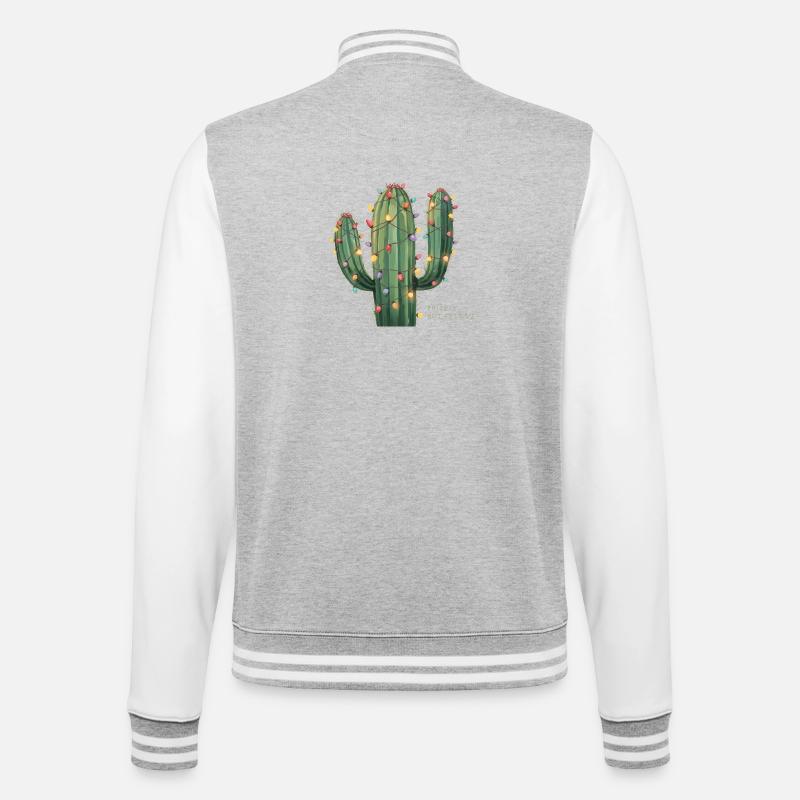 Weihnachtskaktus – Prickly but Festive - College-Sweatjacke - Grau meliert/Weiß