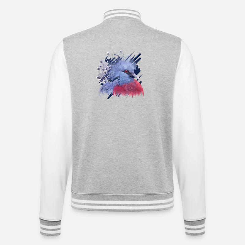 Krontaube - College-Sweatjacke - Grau meliert/Weiß