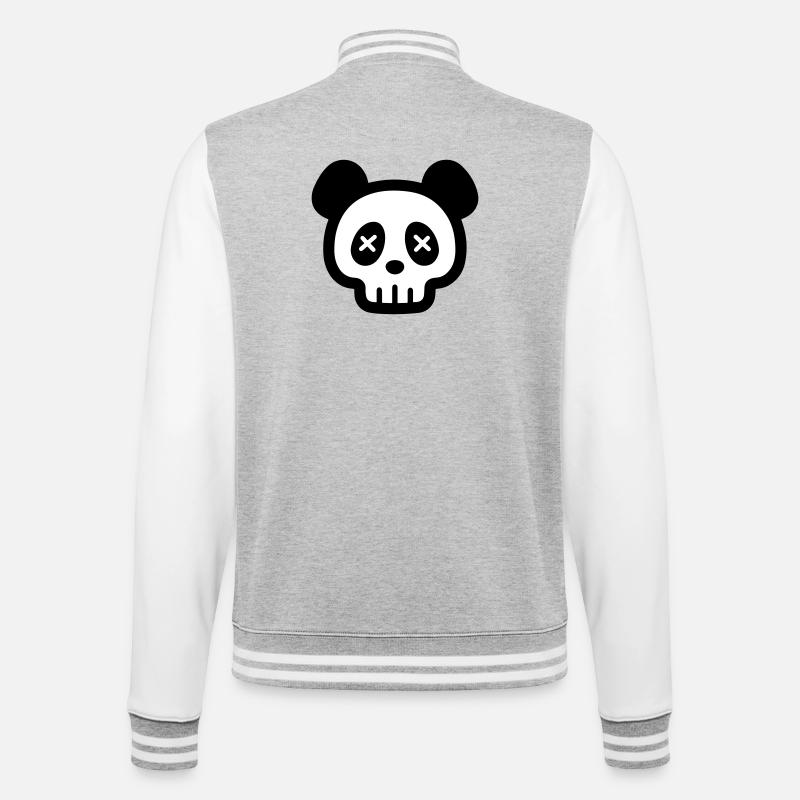 Panda Totenkopf Skelett - College-Sweatjacke - Grau meliert/Weiß