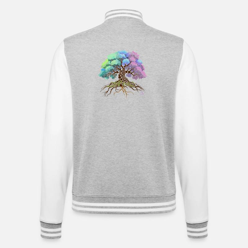 Tree - College Sweat Jacket - heather grey/white