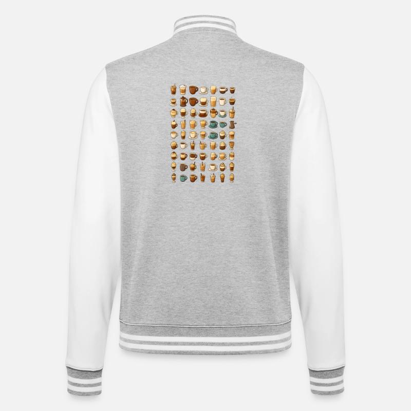 Various coffee drinks illustration - College Sweat Jacket - heather grey/white