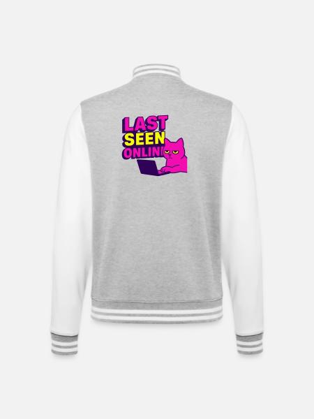Sidst set online: Meme-design med irriteret kat - College sweatjakke - grå meleret/hvid