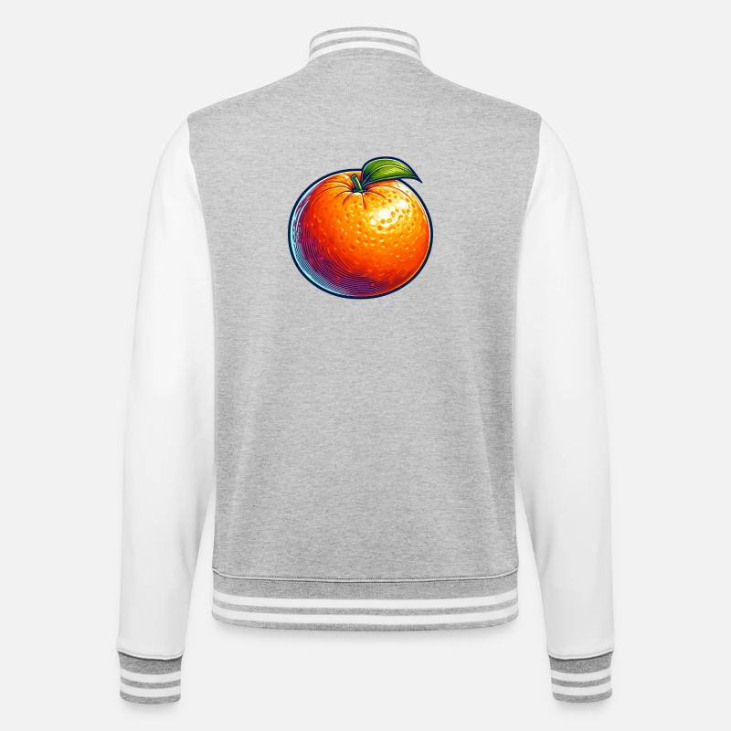Orange Pop Art Fruit Éclatant - Veste Teddy - gris chiné / blanc