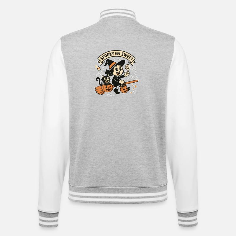 Cute Witch with Pumpkins - College Sweat Jacket - heather grey/white
