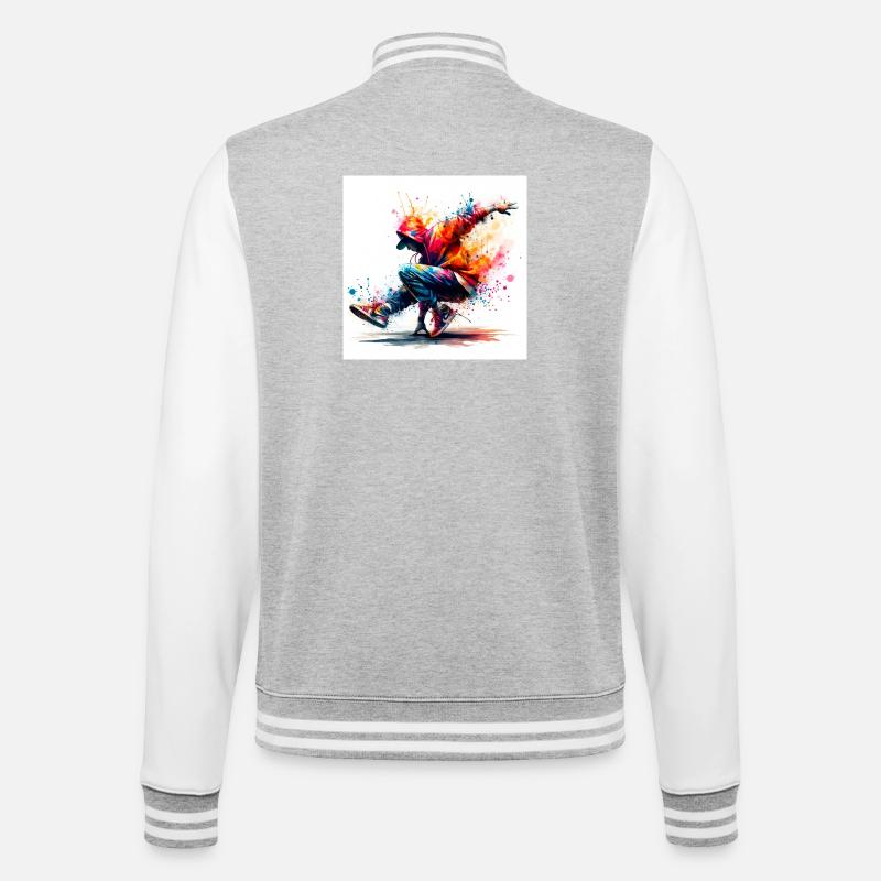 Danse urbaine au style dynamique - Veste Teddy - gris chiné / blanc