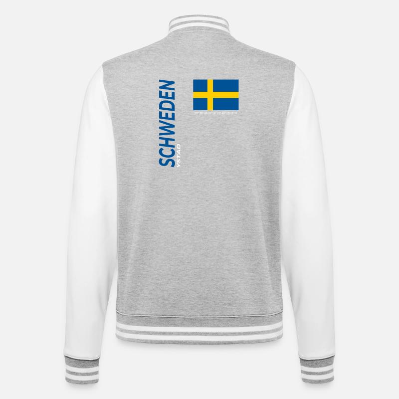 Ystad - College-Sweatjacke - Grau meliert/Weiß