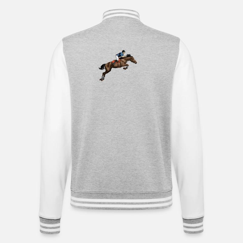 Cavalier en mode course - Veste Teddy - gris chiné / blanc