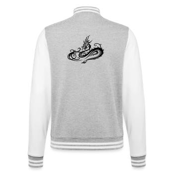 Motif de dragon tribal en forme de cœur - Veste Teddy - gris chiné / blanc - Dos - Marisol (170cm)