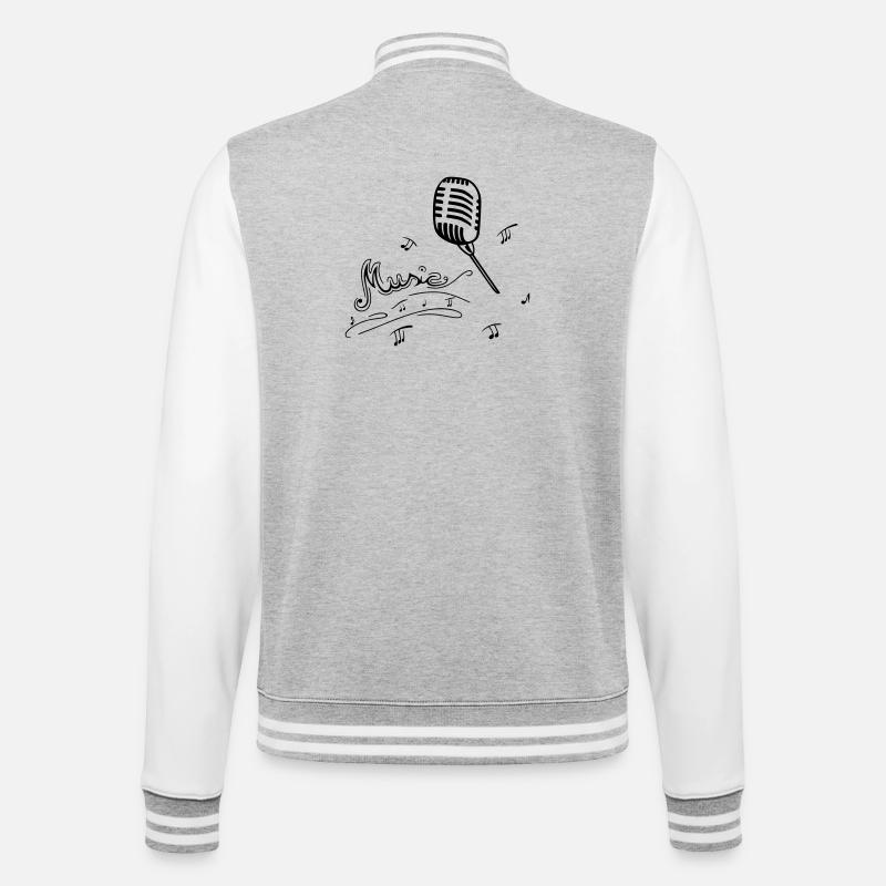 Retro microphone with music notes - College Sweat Jacket - heather grey/white