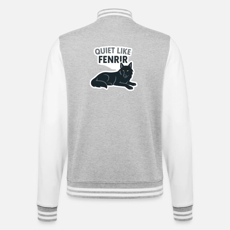 Leise wie Fenrir Wolf Design - College-Sweatjacke - Grau meliert/Weiß
