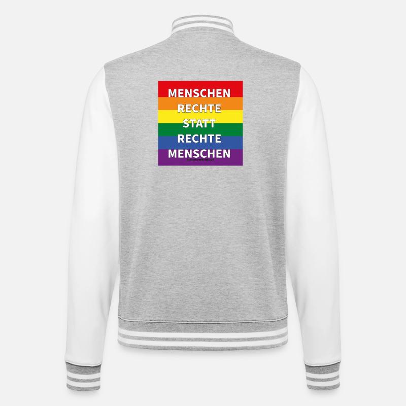 Menschenrechte statt rechte Menschen - College-Sweatjacke - Grau meliert/Weiß