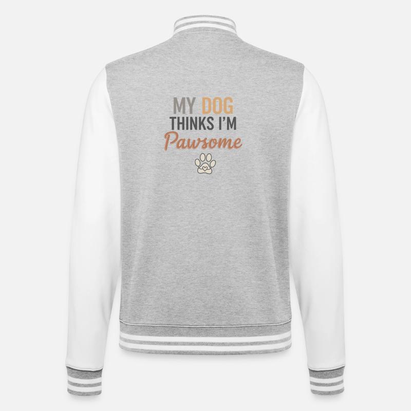 My dog thinks I'm great - College Sweat Jacket - heather grey/white