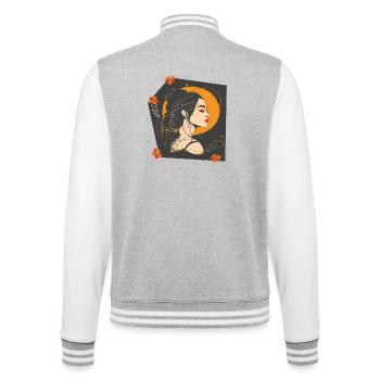 Frauengesicht - College-Sweatjacke - Grau meliert/Weiß - Hinten - Marisol (170cm)