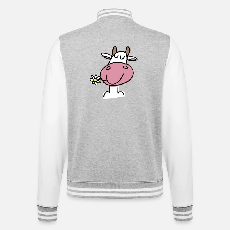 Vache Joyeuse et Fleur Délicate - Veste Teddy - gris chiné / blanc