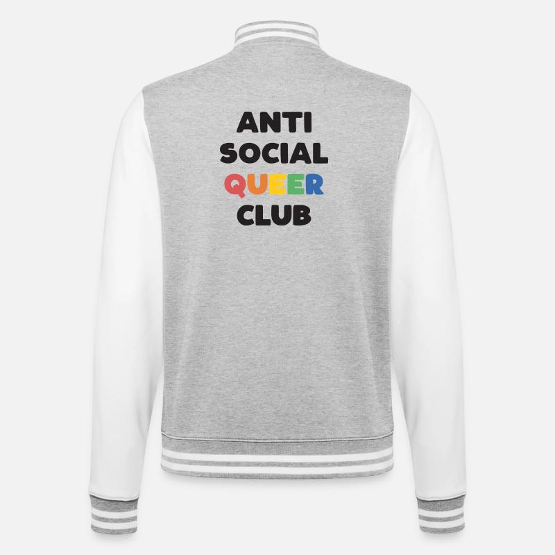 LGBTQ - Club queer antisocial - Veste Teddy - gris chiné / blanc
