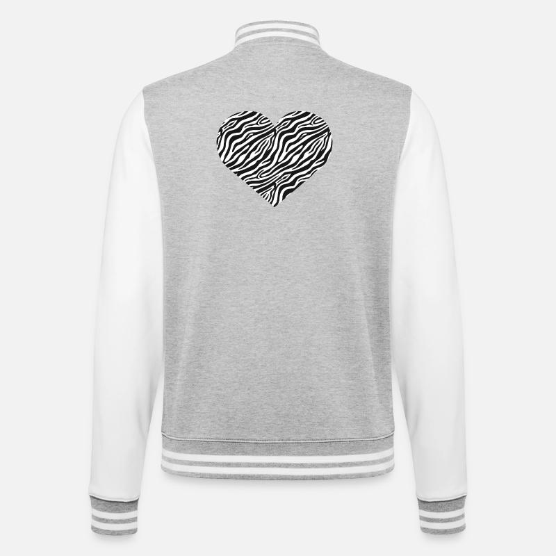 Zebra Herz - College-Sweatjacke - Grau meliert/Weiß