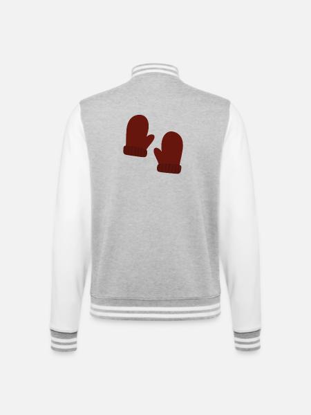 Cozy Winter Mittens Illustration - College Sweat Jacket - heather grey/white