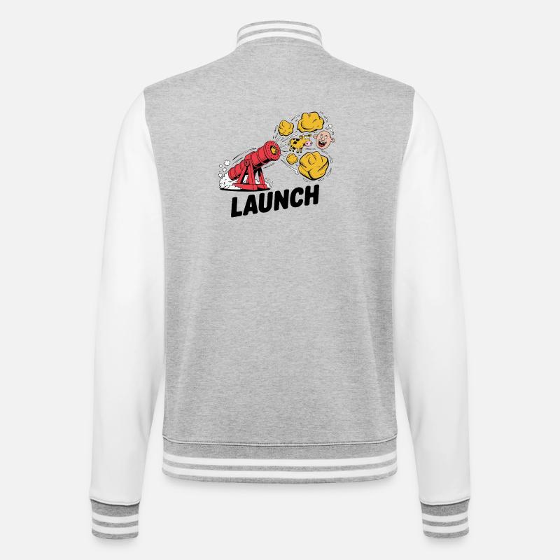 Comic Dinosaur Cannon Explosion Design - Veste Teddy - gris chiné / blanc