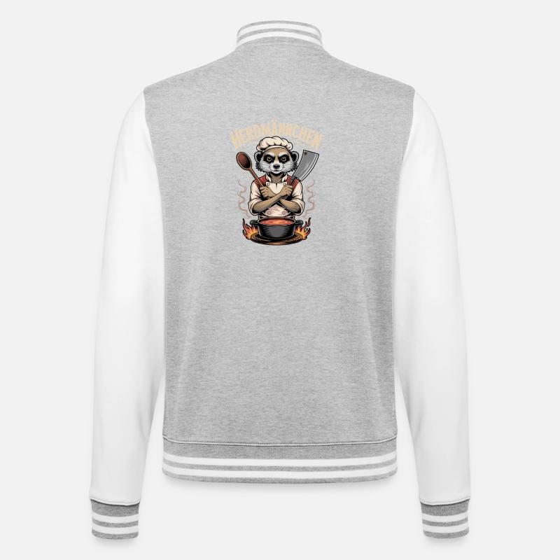 Herdmannchen Kochen Lustiger Koch Herdmannchen - College-Sweatjacke - Grau meliert/Weiß