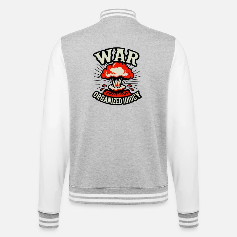 WAR – Organized Idiocy - College Sweat Jacket - heather grey/white