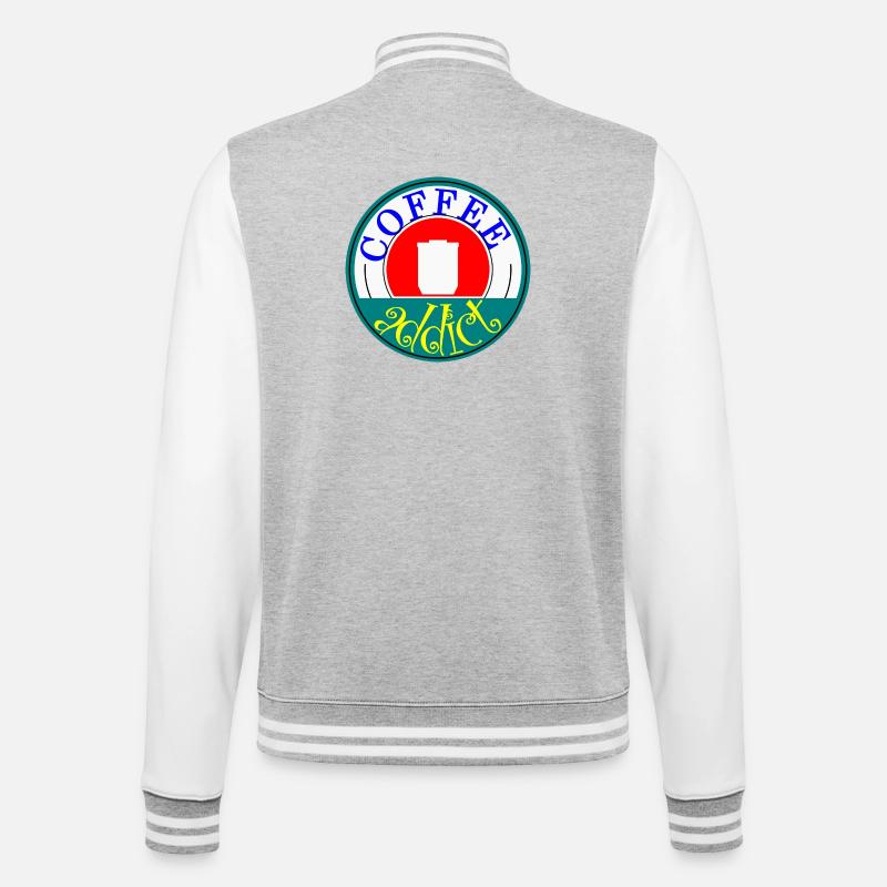 Coffee Addict Retro Badge Design - Veste Teddy - gris chiné / blanc