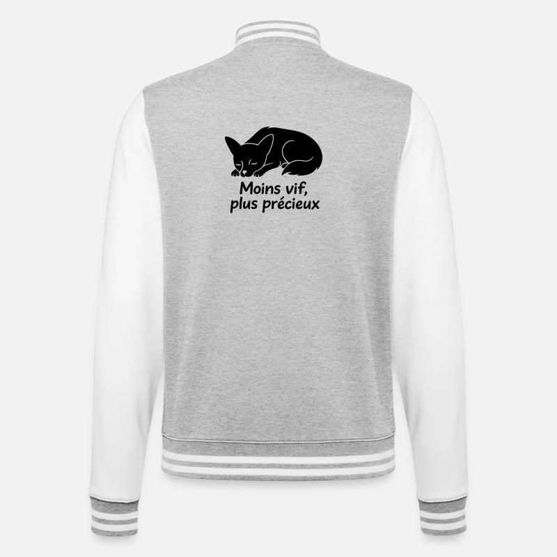 Schlafender Hund mit weniger lebendigem Text - College-Sweatjacke - Grau meliert/Weiß