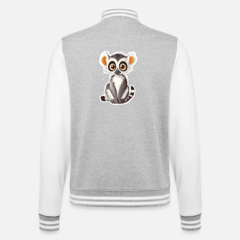Lemur - College-Sweatjacke - Grau meliert/Weiß