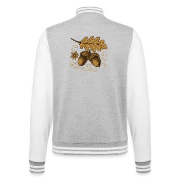 Acorns with leaves – autumn design - College Sweat Jacket - heather grey/white - Back - Marisol (170cm)
