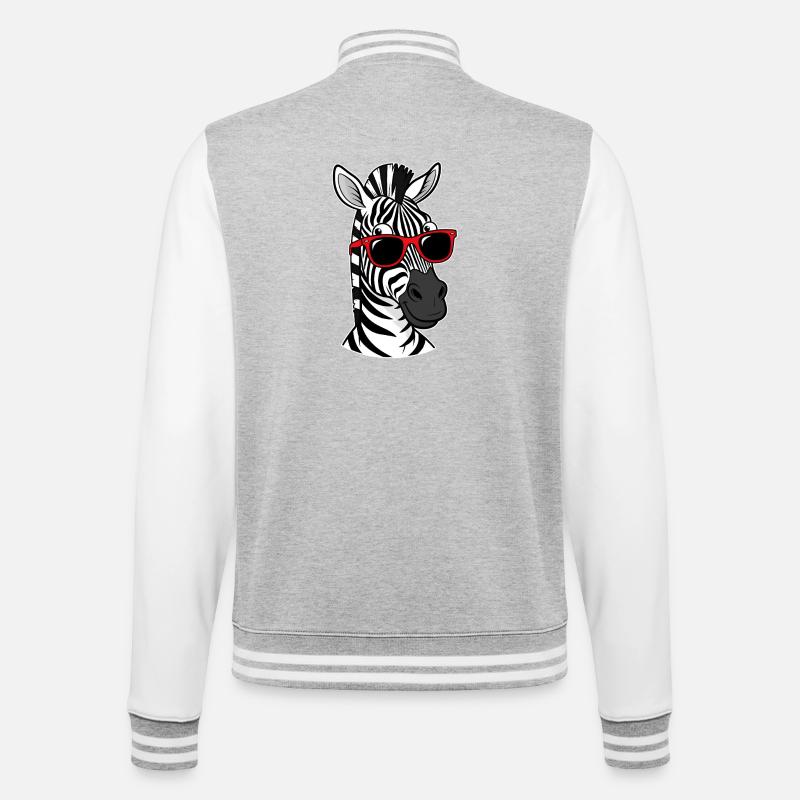 Zebra with sunglasses design - College Sweat Jacket - heather grey/white