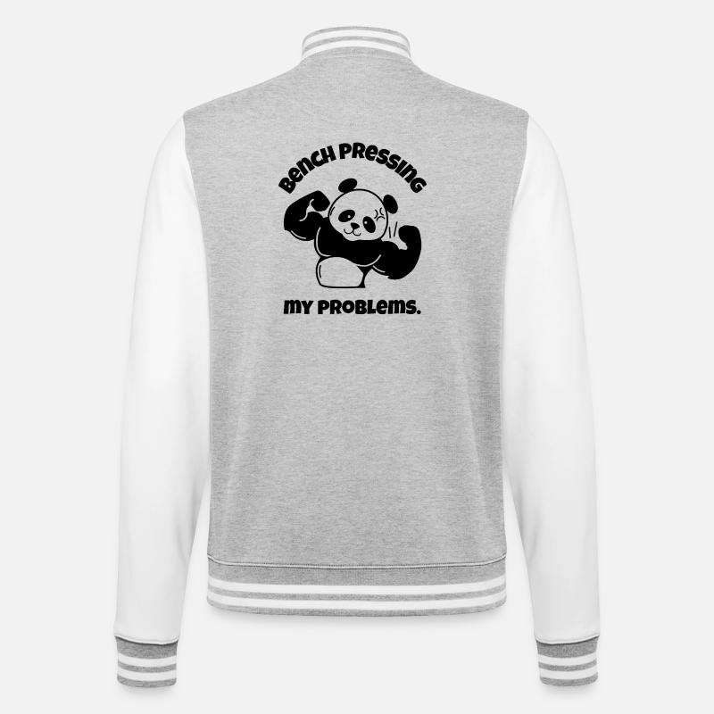 Bench Pressing My Problems - College Sweat Jacket - heather grey/white
